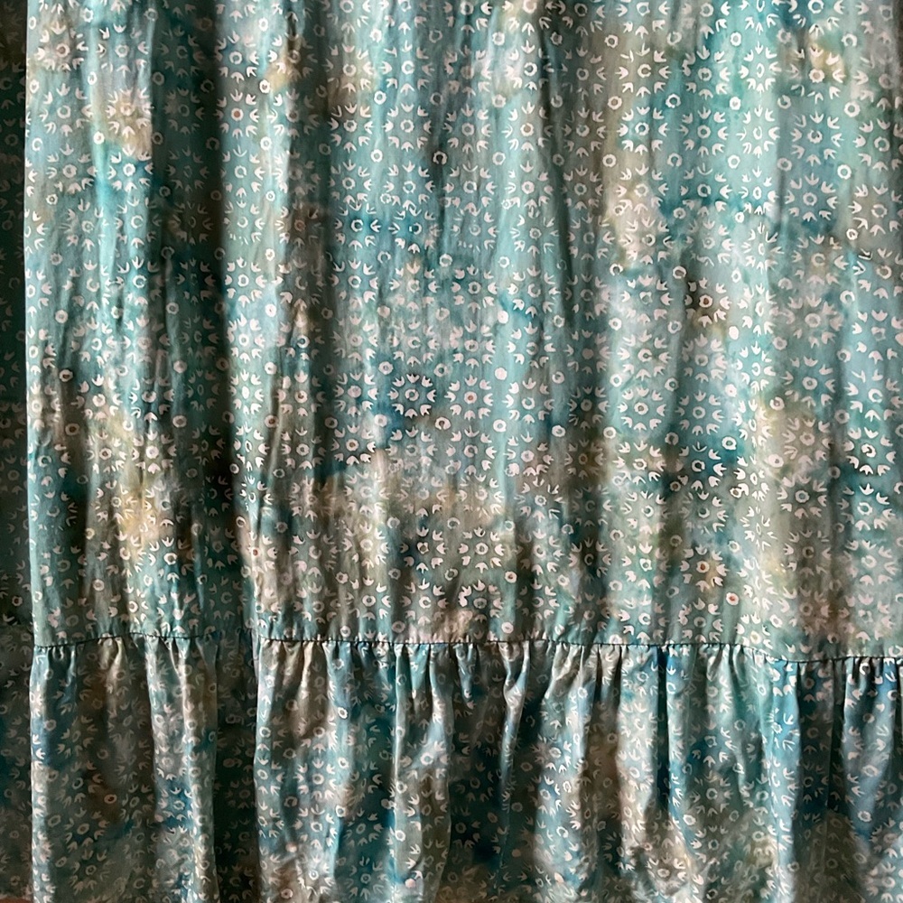 Go Fish Floral Teal Button-Up Dress. Hi-lo hem. Short sleeves. Size XL - Picture 8 of 11